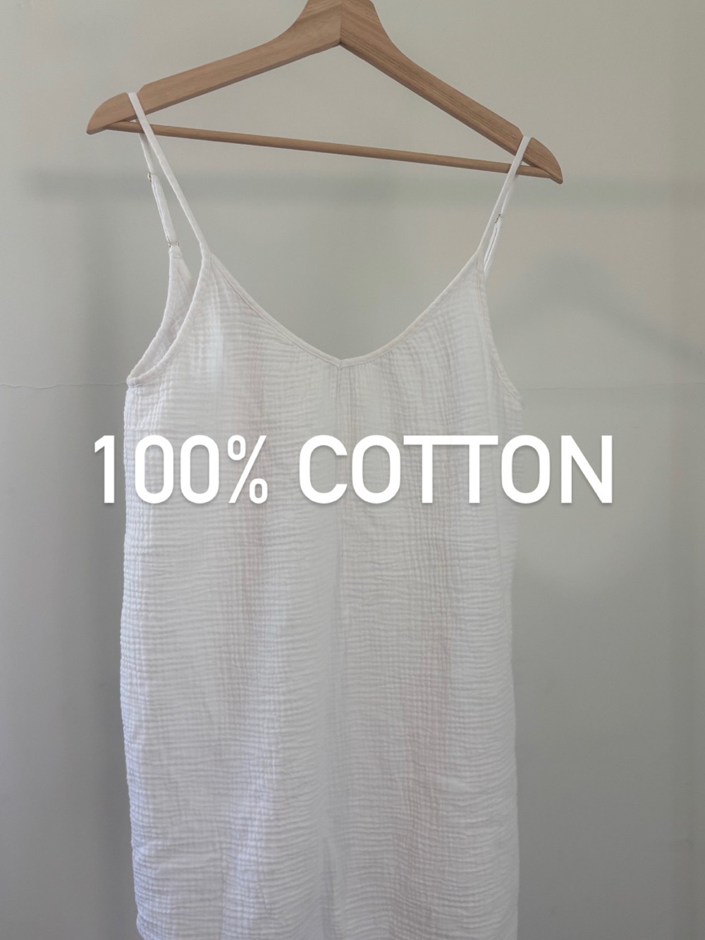 Shade & Shore White Cotton Spaghetti Strap Top | 100% cotton gauze | size S